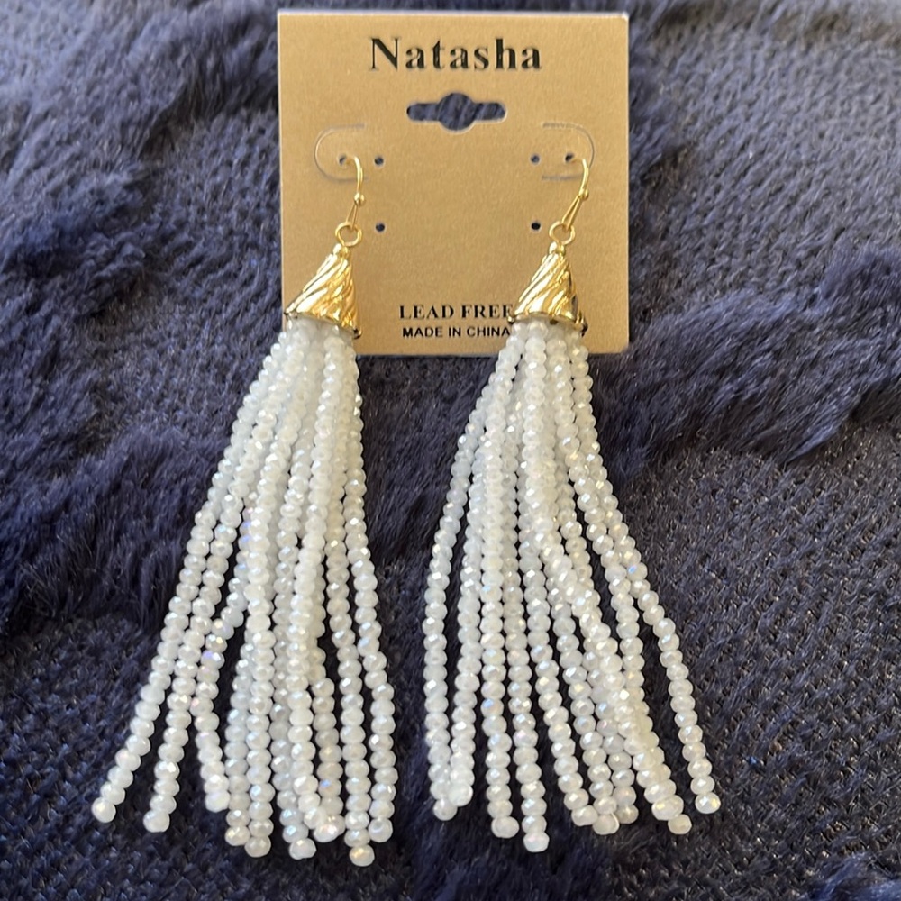 Natasha Iridescent Beads,  Dangle Earrings - NWT